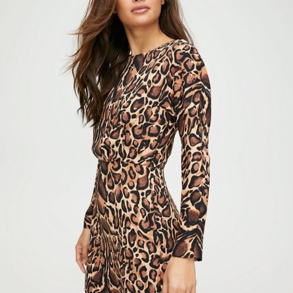 Aritzia Babaton Samson Animal Leopard Print Shift Dress Size 0